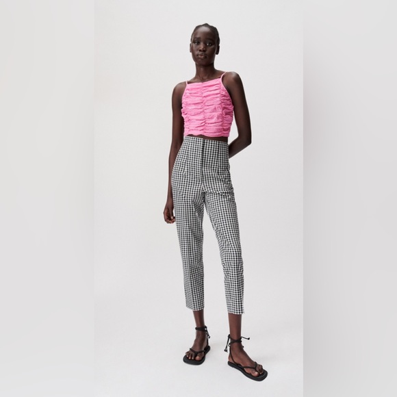 ZARA black/white checkered retro style pants size extra small - Picture 3 of 13